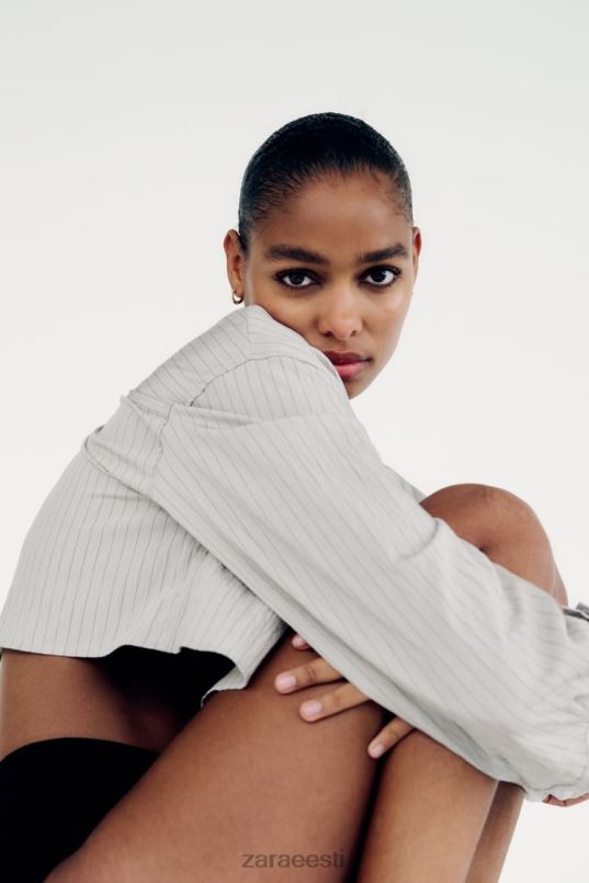 Zara triibuline crop särk naised hall Riietus 42F0H357