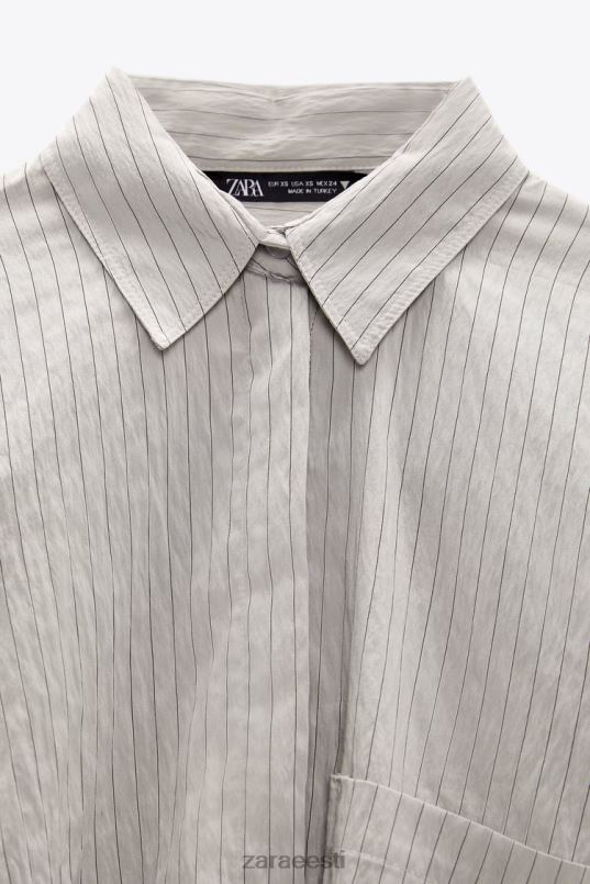 Zara triibuline crop särk naised hall Riietus 42F0H357