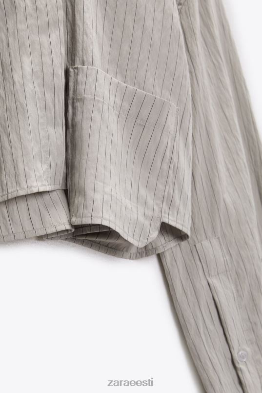 Zara triibuline crop särk naised hall Riietus 42F0H357