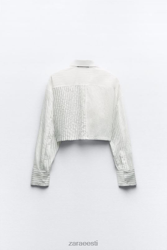 Zara triibuline kärbitud särk naised must valge Riietus 42F0H440