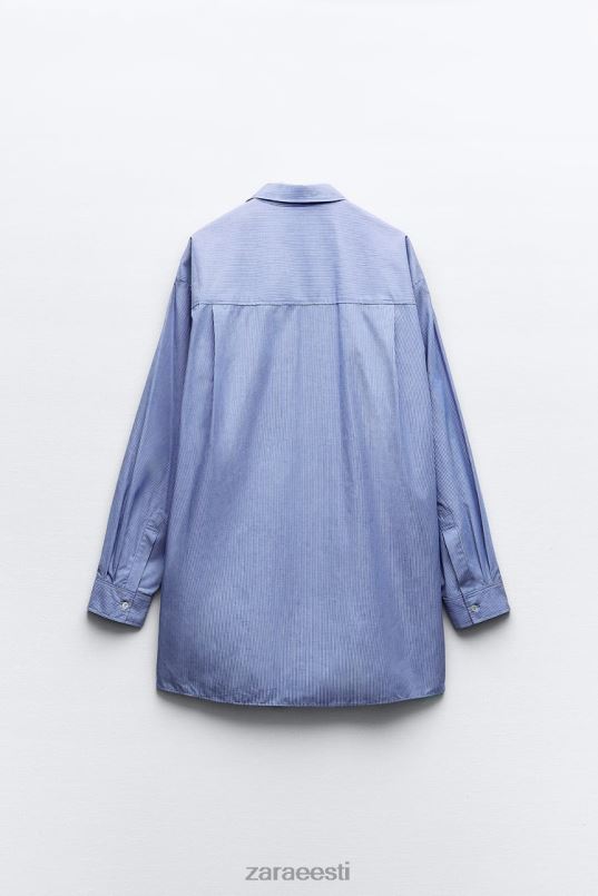 Zara triibuline meeste stiilis poplinsärk naised sinine Riietus 42F0H351