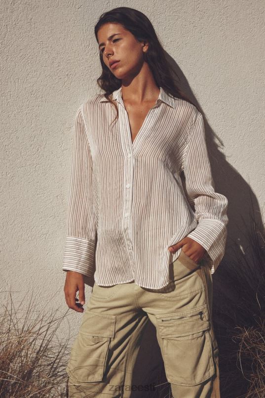 Zara triibuline särk naised ekru/pruun Riietus 42F0H423