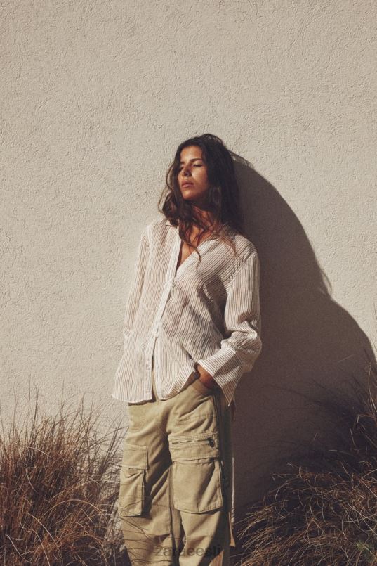 Zara triibuline särk naised ekru/pruun Riietus 42F0H423