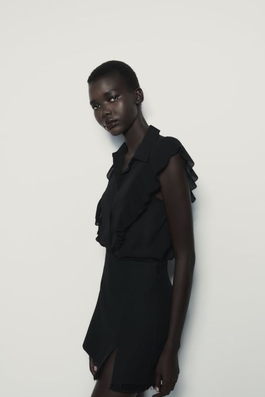 Zara volangidega poolläbipaistev top naised must Riietus 42F0H413