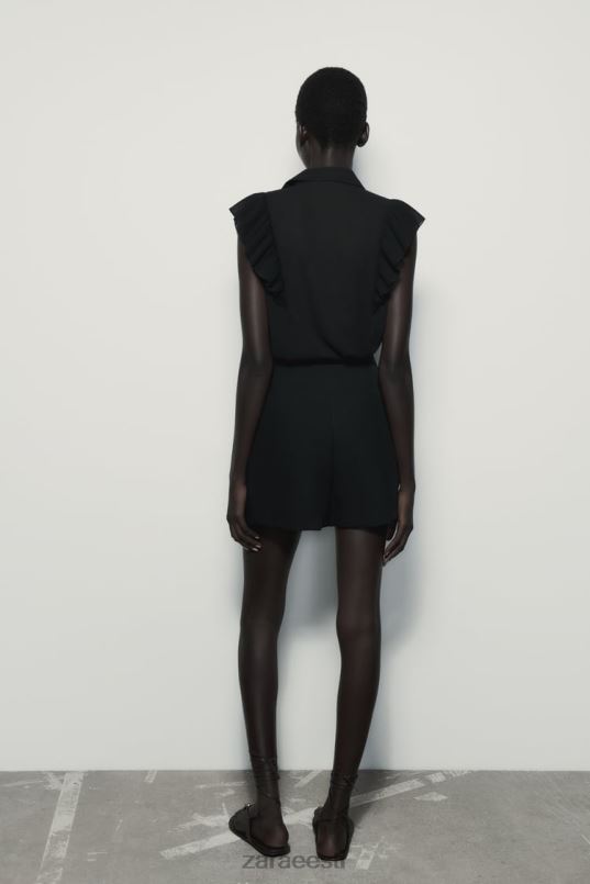 Zara volangidega poolläbipaistev top naised must Riietus 42F0H413