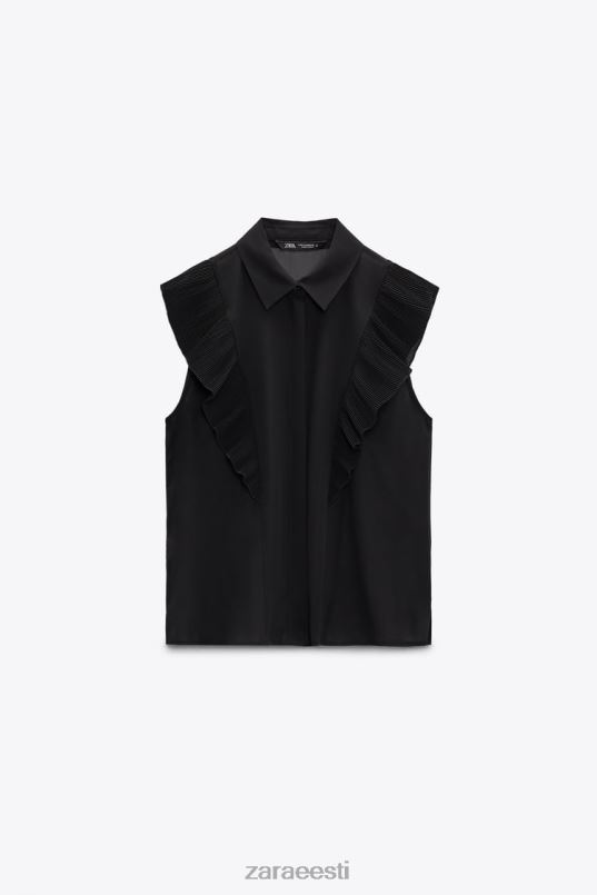 Zara volangidega poolläbipaistev top naised must Riietus 42F0H413