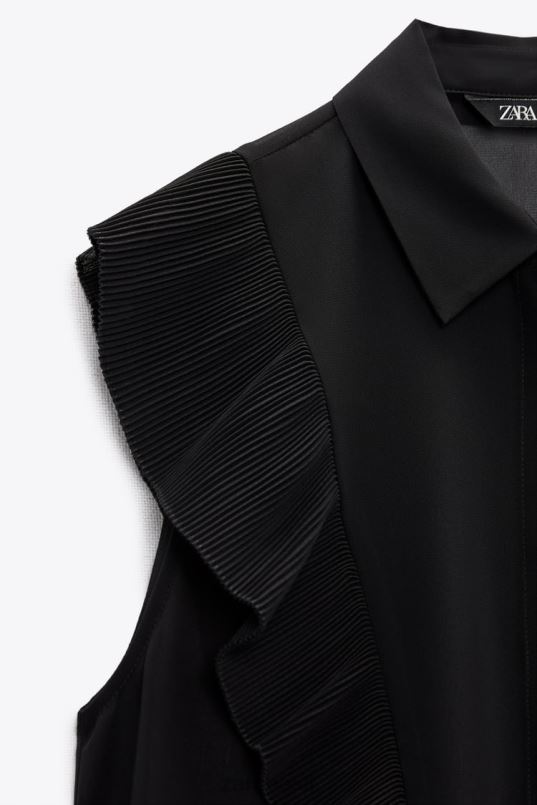 Zara volangidega poolläbipaistev top naised must Riietus 42F0H413