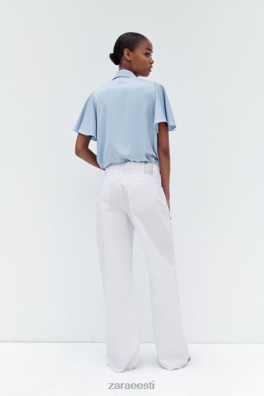 Zara volangidega satiinefektiga särk naised helesinine Riietus 42F0H358