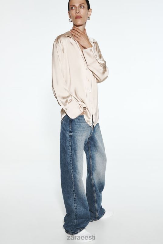 Zara voolav satiinefektiga särk naised pehme kuld Riietus 42F0H312