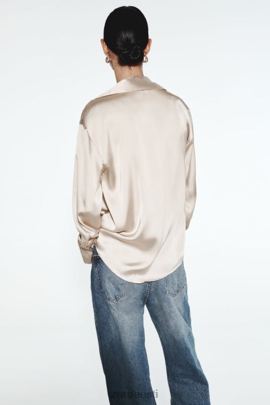 Zara voolav satiinefektiga särk naised pehme kuld Riietus 42F0H312