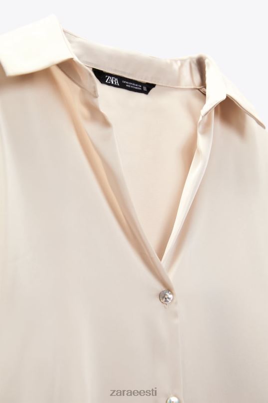 Zara voolav satiinefektiga särk naised pehme kuld Riietus 42F0H312