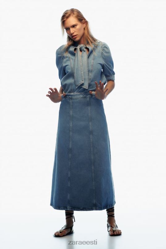 Zara z1975 seotud teksapluus naised keskmine sinine Riietus 42F0H366