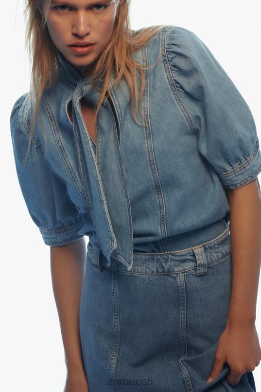 Zara z1975 seotud teksapluus naised keskmine sinine Riietus 42F0H366