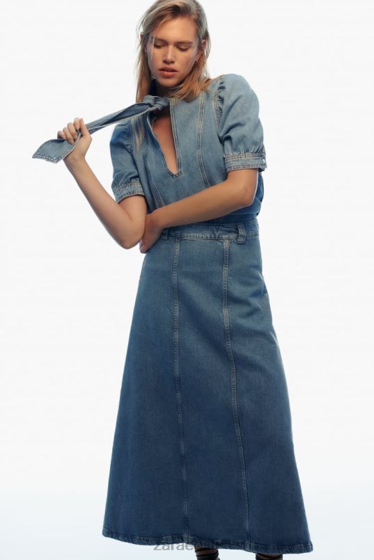 Zara z1975 seotud teksapluus naised keskmine sinine Riietus 42F0H366