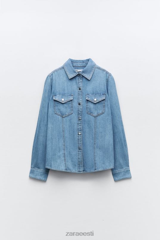 Zara z1975 teksasärk naised keskmine sinine Riietus 42F0H305