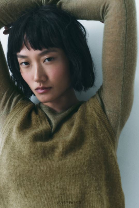 Zara kärbitud kootud vest naised oliiviroheline Riietus 42F0H203