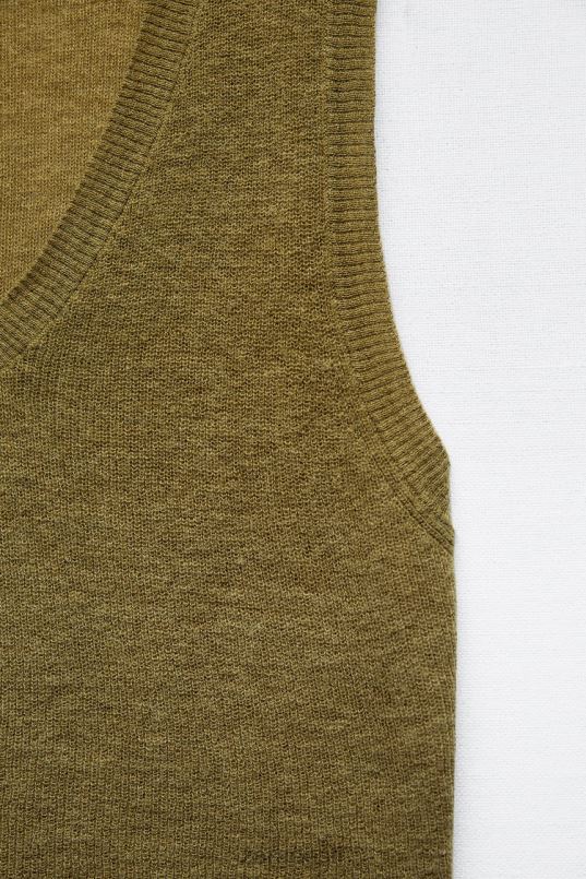 Zara kärbitud kootud vest naised oliiviroheline Riietus 42F0H203