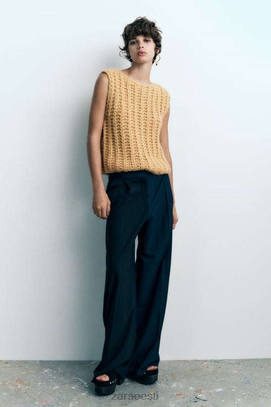 Zara kärbitud kootud vest naised sinep Riietus 42F0H196