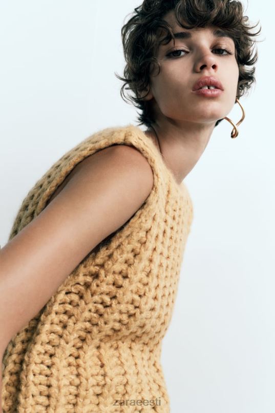 Zara kärbitud kootud vest naised sinep Riietus 42F0H196