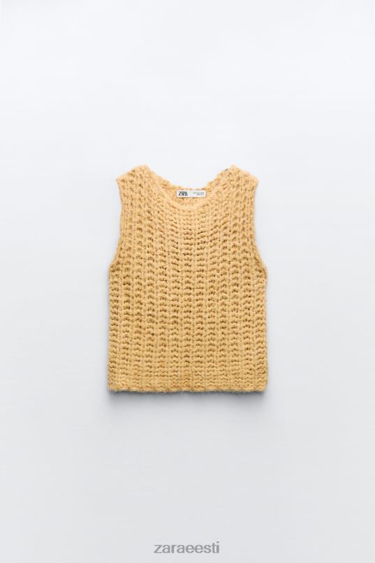 Zara kärbitud kootud vest naised sinep Riietus 42F0H196