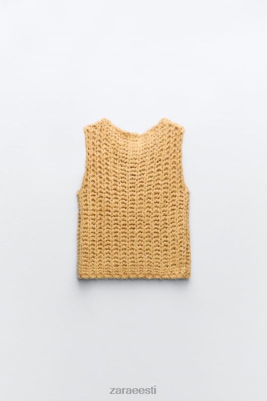 Zara kärbitud kootud vest naised sinep Riietus 42F0H196