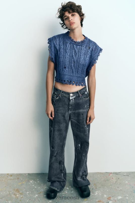 Zara kaabliga kootud metallist vest naised indigo Riietus 42F0H197