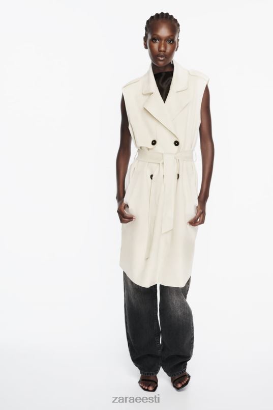 Zara kunstnahast pikk vest naised ekru Riietus 42F0H208