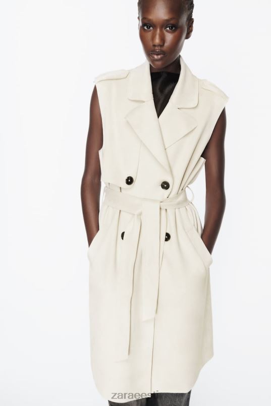 Zara kunstnahast pikk vest naised ekru Riietus 42F0H208