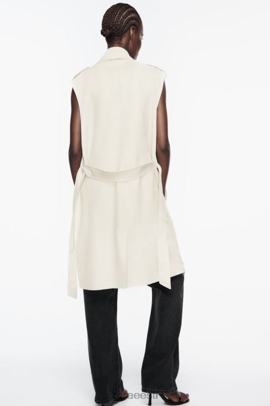 Zara kunstnahast pikk vest naised ekru Riietus 42F0H208