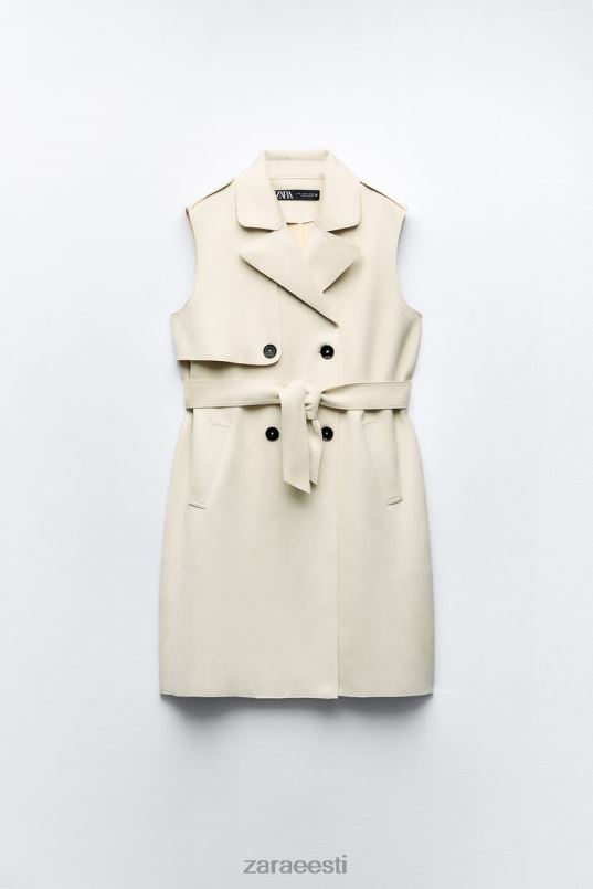 Zara kunstnahast pikk vest naised ekru Riietus 42F0H208