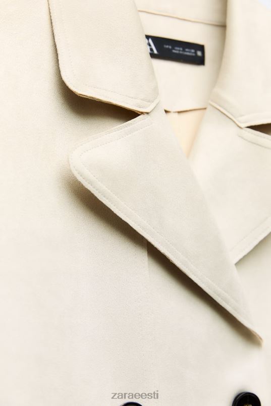 Zara kunstnahast pikk vest naised ekru Riietus 42F0H208