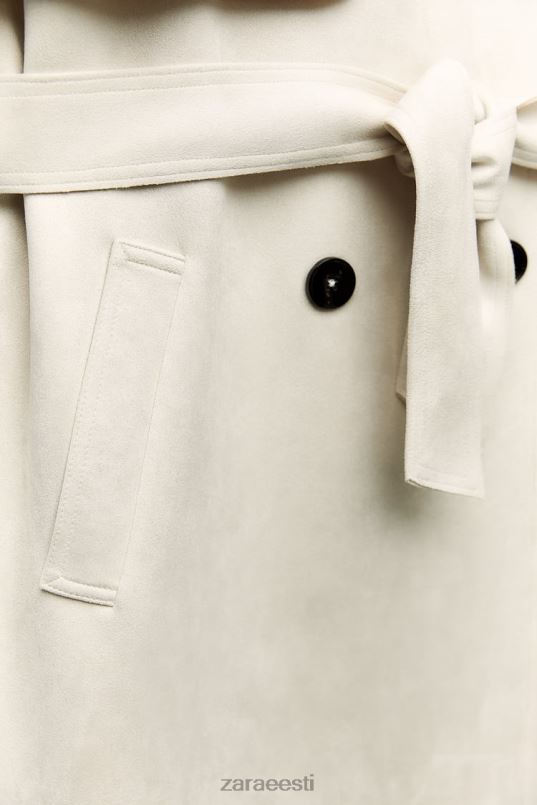 Zara kunstnahast pikk vest naised ekru Riietus 42F0H208