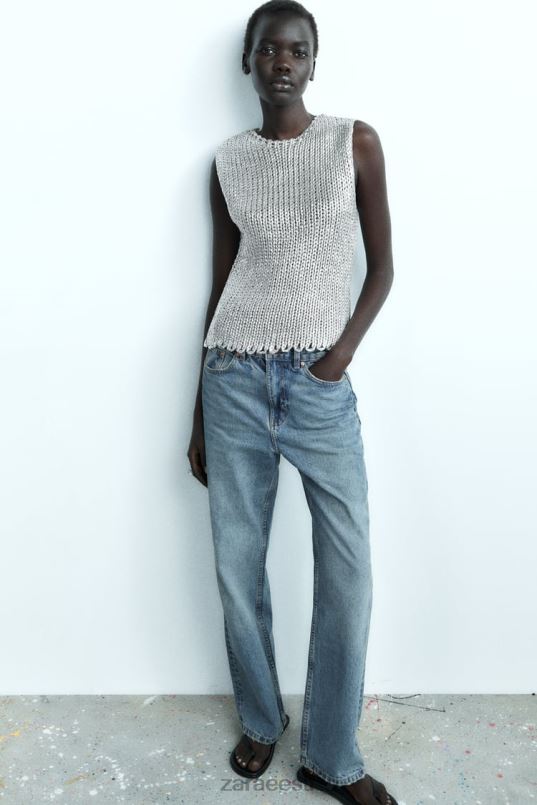 Zara metallist kootud vest naised hõbedane Riietus 42F0H213
