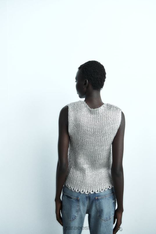 Zara metallist kootud vest naised hõbedane Riietus 42F0H213