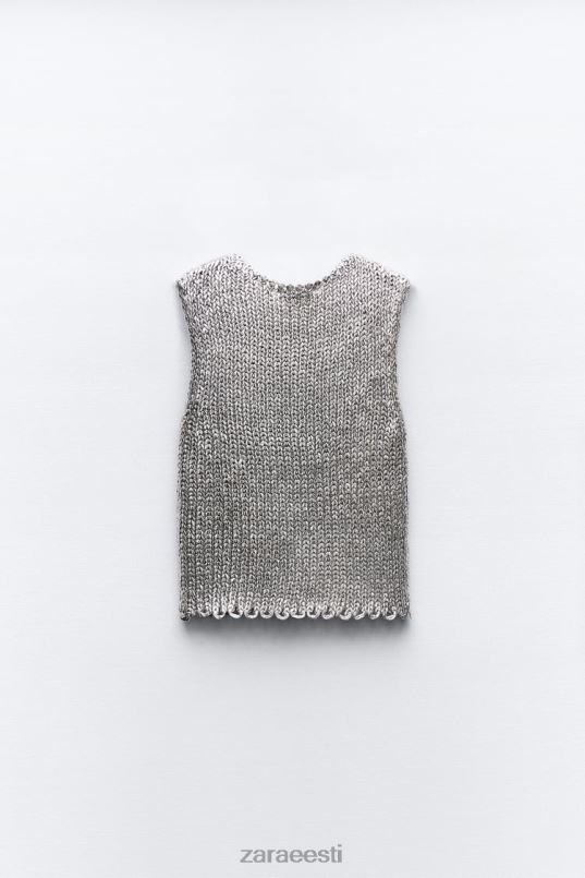 Zara metallist kootud vest naised hõbedane Riietus 42F0H213