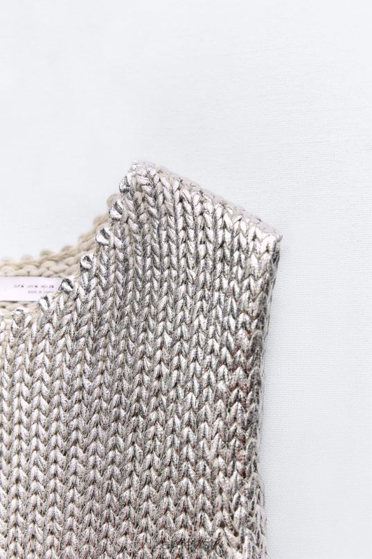 Zara metallist kootud vest naised hõbedane Riietus 42F0H213