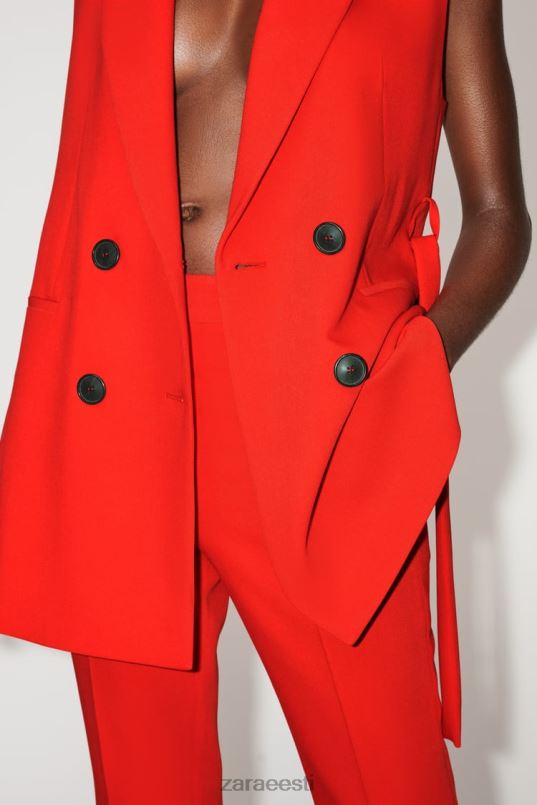 Zara pika vööga kahe rinnaga vest naised punane Riietus 42F0H209