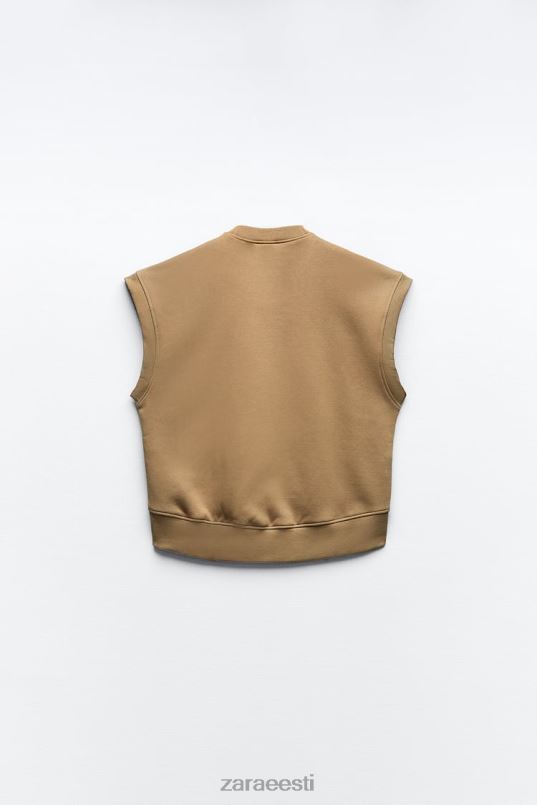 Zara plüüsist vest naised khaki Riietus 42F0H193