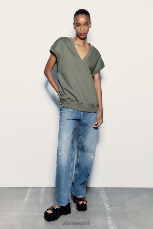 Zara plüüsist vest naised khaki Riietus 42F0H202