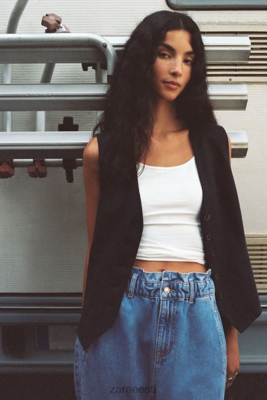 Zara rätsepa linasest segust vest naised must Riietus 42F0H219