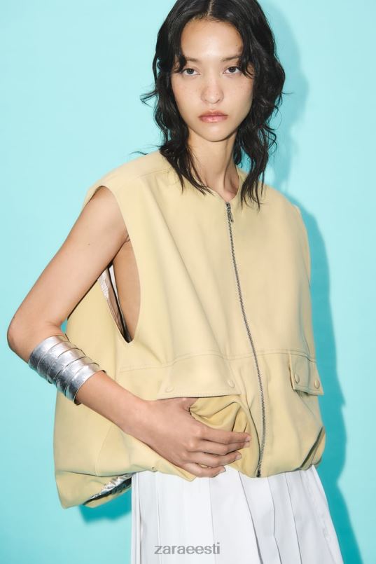 Zara ääristatud puuvillane vest naised taupe pruun Riietus 42F0H216