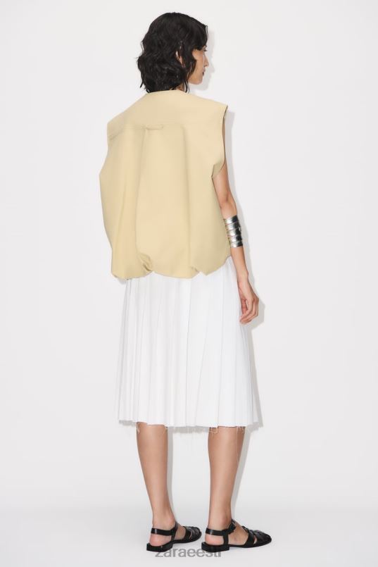 Zara ääristatud puuvillane vest naised taupe pruun Riietus 42F0H216