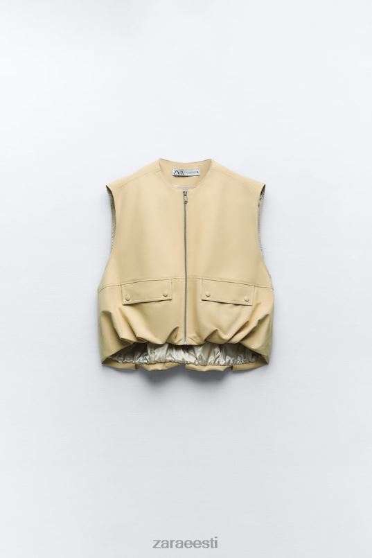 Zara ääristatud puuvillane vest naised taupe pruun Riietus 42F0H216