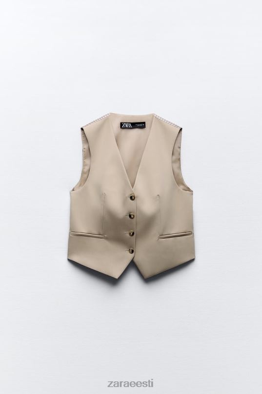 Zara segatriibuline vest naised taupe pruun Riietus 42F0H191