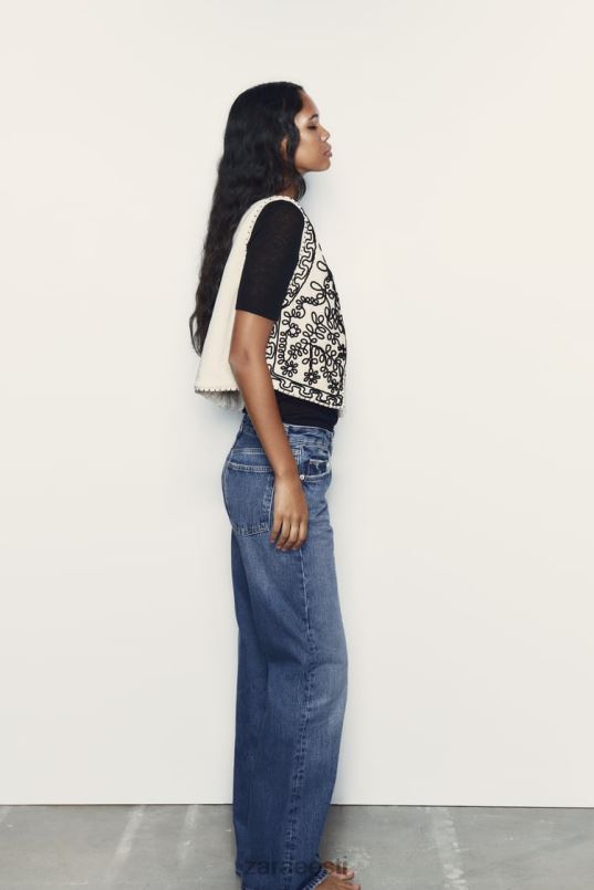 Zara tikitud tepitud vest naised ekru Riietus 42F0H222