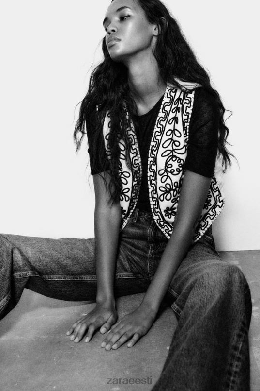 Zara tikitud tepitud vest naised ekru Riietus 42F0H222