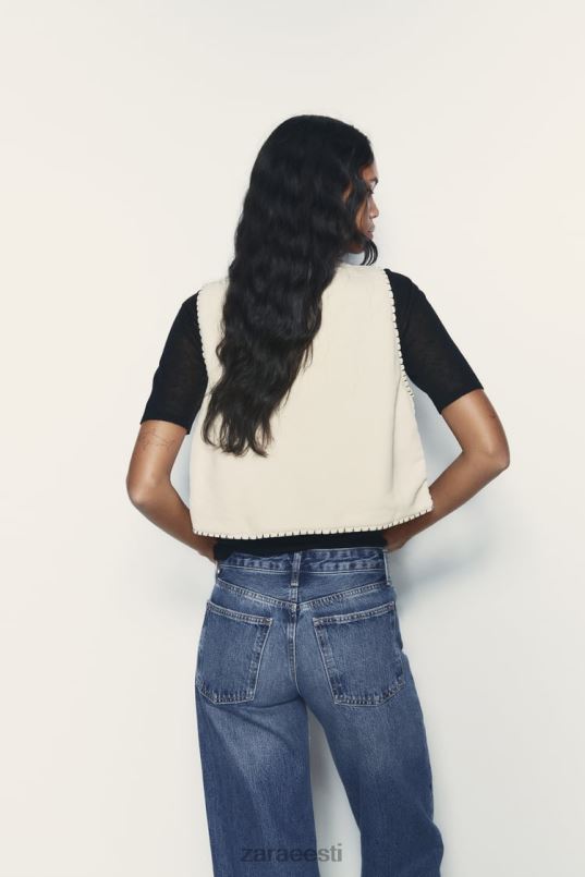 Zara tikitud tepitud vest naised ekru Riietus 42F0H222