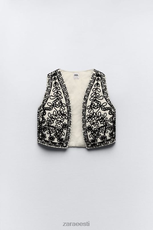 Zara tikitud tepitud vest naised ekru Riietus 42F0H222