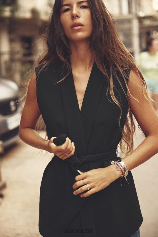 Zara vööga smokinguvest naised must Riietus 42F0H198