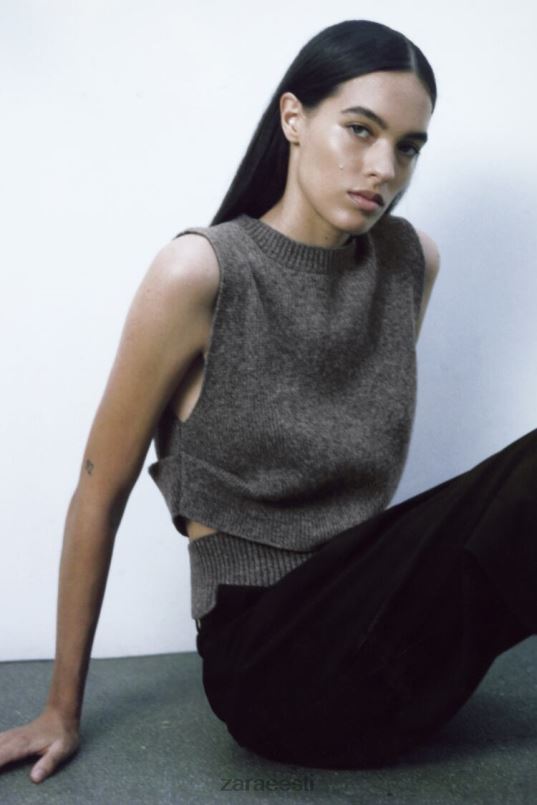 Zara välja lõigatud kootud villasegu kampsun naised keskhall Riietus 42F0H200